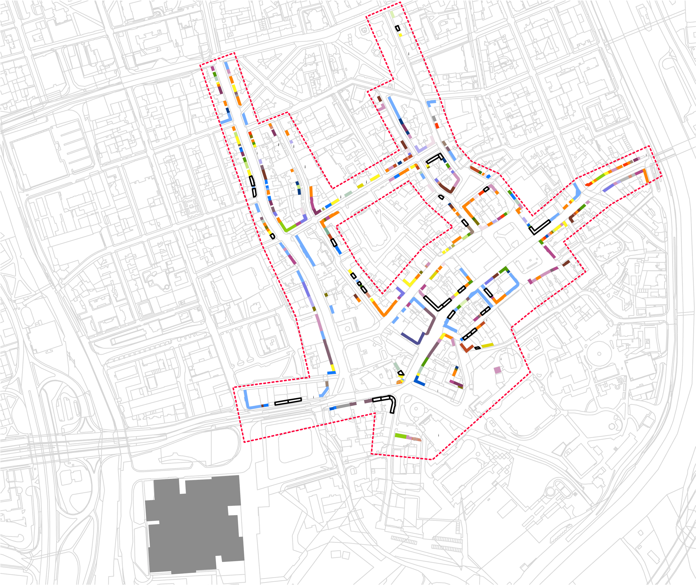 Mapa obchodních jednotek v centru Ostravy